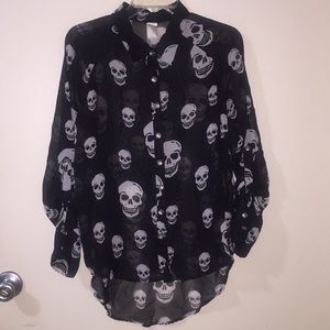 Sheer blouse with skull design